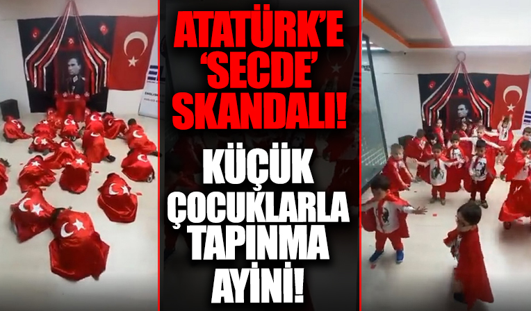 Çocukların Atatürk'e secde ettirildiği ritüel tepki çekti!