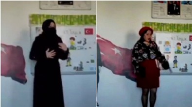 İlkokul öğretmeninden çarşafı küçümseyen 'cumhuriyet' tiyatrosu