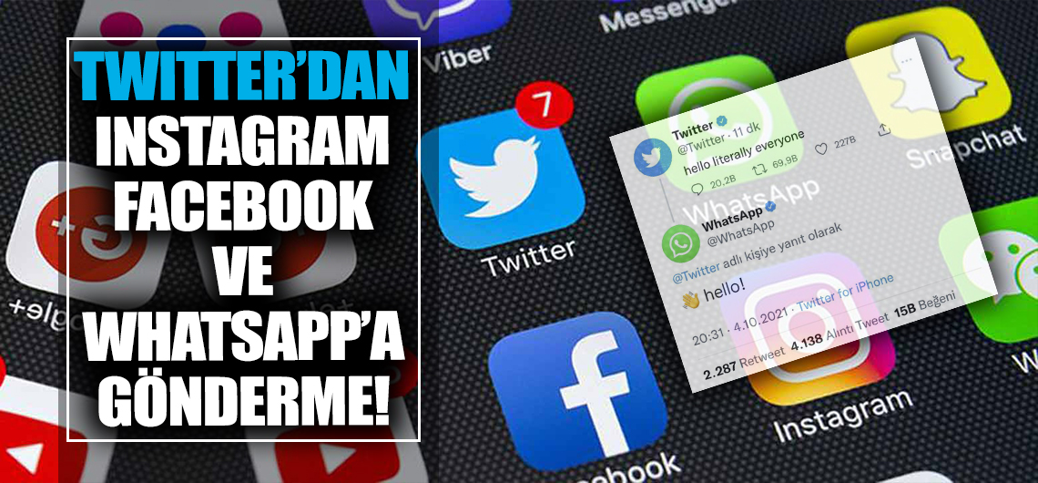 Twitter'dan çöken Instagram, Facebook ve WhatsApp'a gönderme
