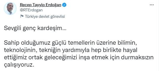 Başkan Erdoğan'dan gençlere mesaj!