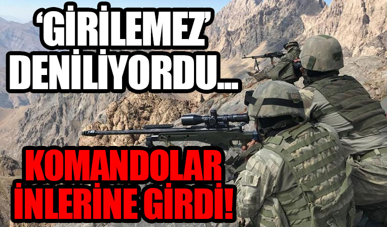 Komandolar 'girilemez' denilen bölgede: PKK'nın sözde bölge sorumlularının kullandığı mağara ele geçirildi