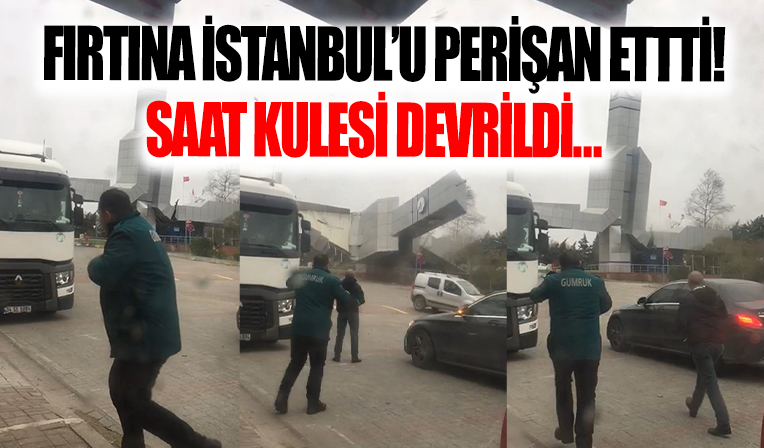 Lodos Çatalca'da saat kulesini devirdi