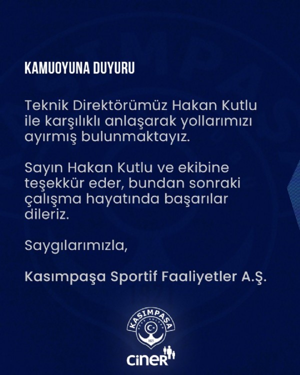 Hakan Kutlu dönemi sona erdi!