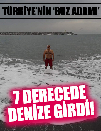 'Buz Adam' 7 derecede denize girdi!