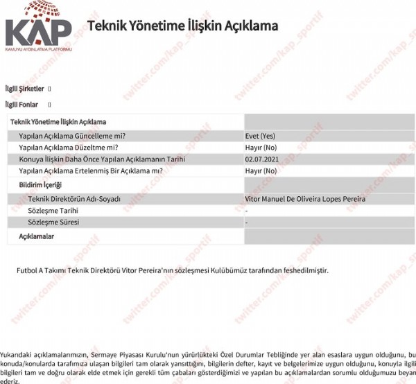 Vitor Pereira'nın sözleşmesi feshedildi!