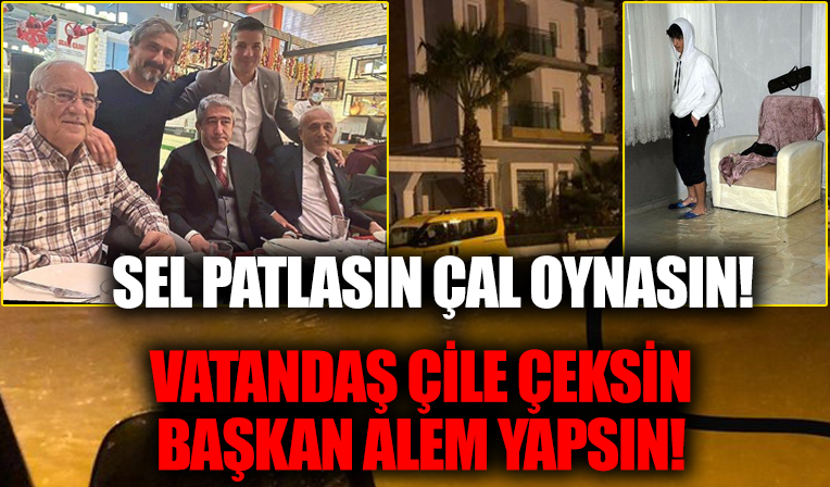Tatil beldesi Bozburun'u sel aldı Belediye Başkanı Mehmet Oktay keyif yaptı!