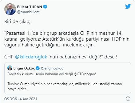 AK Parti'li Bülent Turan'dan CHP'ye TÜİK tepkisi: Biri de çıkıp 'CHP'nin 14. katına geliyoruz' dese