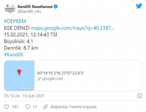 Ege'de korkutan deprem!
