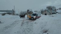 5 Saatlik Çalışmayla Kardan Kapanan Yol Açılarak Hasta Kadın Paletli Ambulansla Kurtarıldı