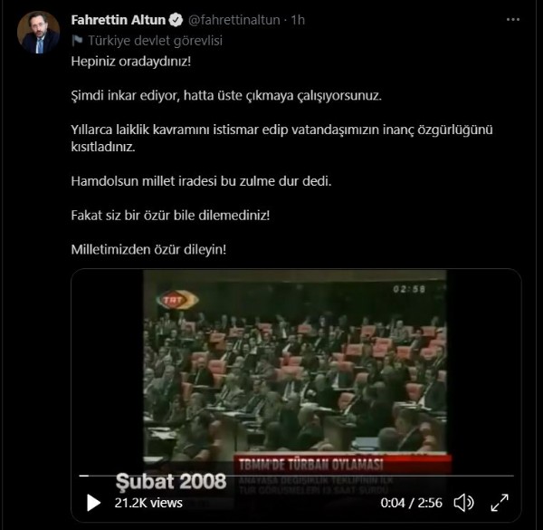 Fahrettin Altun'dan 28 Şubat mesajı!