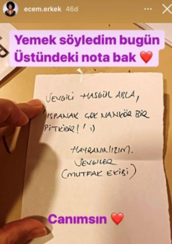 Ecem Erkek'i şaşırtan not!