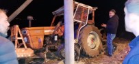 Kontrolden Çıkan Traktör Elektrik Direğine Çarptı, Sürücü Yaralandı Haberi