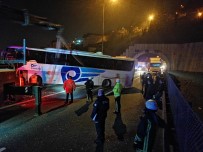 Yolcu Dolu Otobüs TEM'de Kontrolden Çıkıp Viyadükte Asılı Kaldı