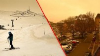 ANDORRA - Avrupa'da şaşırtan görüntü! Turuncu kar yağdı