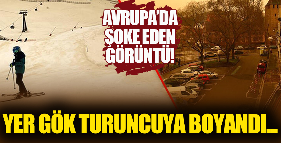Avrupa'da şaşırtan görüntü! Turuncu kar yağdı