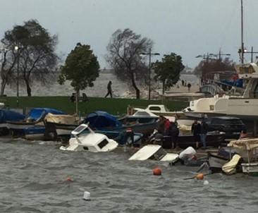 İzmir'de Fırtınada Tekneler Battı, Ağaçlar Devrildi