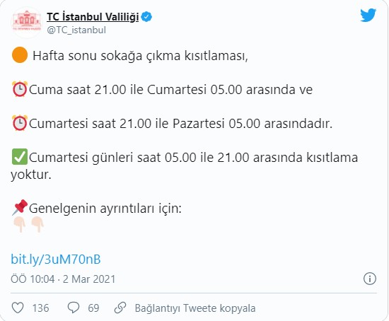 İstanbul Valiliği'nden sokağa çıkma kısıtlaması açıklaması