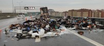 Kuzey Marmara Otoyolu'nda Seyir Halindeki Kargo Kamyonu Yanarak Kullanılamaz Hale Geldi