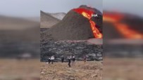 İzlanda'da Patlayan Volkanın Önünde Voleybol Maçı