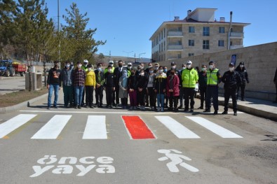 Tercan'da Yaya Geçitlerine 'Kırmızı Çizgi' Uygulaması