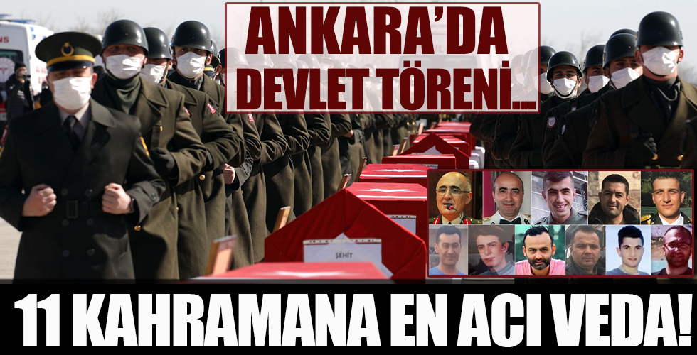 Bitlis'te meydana gelen helikopter kazasında şehit olan 11 asker için cenaze töreni