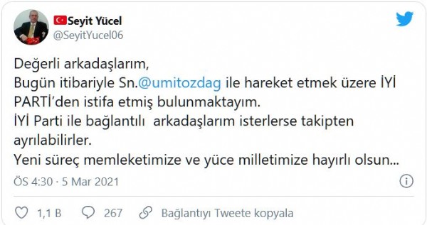İYİ Parti kurucularından Yücel istifa etti: Özdağ ile hareket edeceğim