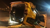 Ticari Taksi Takla Attı, Sürücünün Burnu Bile Kanamadı Haberi