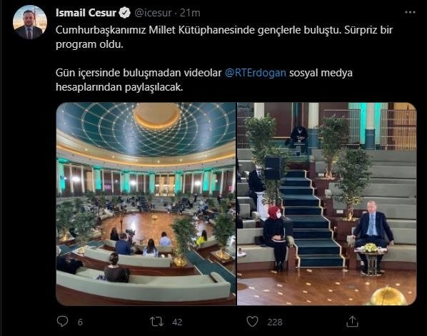 Başkan Erdoğan'dan Millet Kütüphanesinde gençlerle sürpriz buluşma