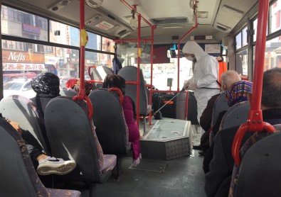 Erzincan'da Toplu Taşıma Araçları Dezenfekte Edildi