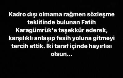 Emre Çolak, Karagümrük'le Sözleşmesini Feshetti