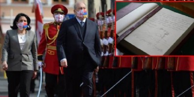 Ermeni Cumhurbaşkanı rüyalara daldı! Şeref defterine Ağrı Dağı'nı çizdi