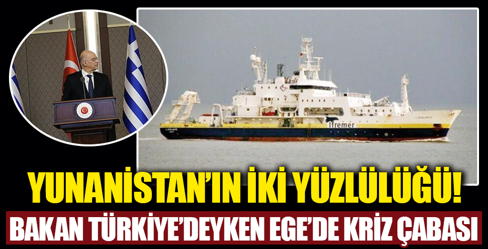 Yunanistan'ın iki yüzlülüğü! Dışişleri Bakanı Nikos Dendias Türkiye'deyken Fransız gemisi Türk kara sularına sokuldu