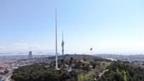 Çamlıca Tepesi'ne Dikilen Türkiye'nin En Uzun Bayrak Direği Havadan Görüntülendi