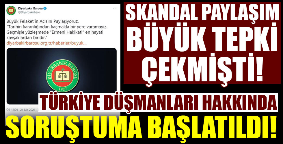 Skandal mesaj tepki çekmişti! Diyarbakır Barosu'na soruşturma!