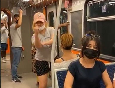 Yenikapı-Atatürk Havalimanı metrosunda bir turist, 'maskeni tak' diyen vatandaşa tükürdü