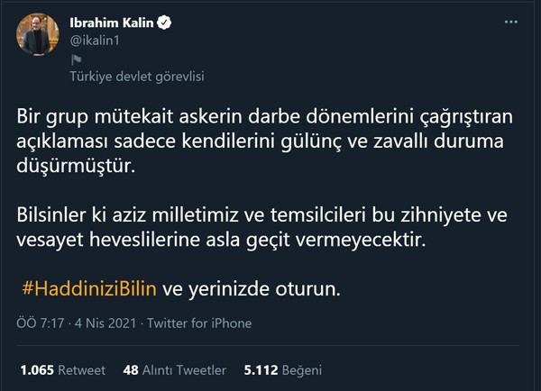 İbrahim Kalın'dan eski Türkiye artıklarına sert tepki: Haddinizi bilin ve yerinizde oturun!