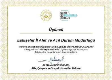 Eskişehir AFAD'a Ödül