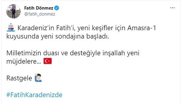 Bakan Dönmez müjdeyi verdi! Karadeniz'in Fatih'i...!!!