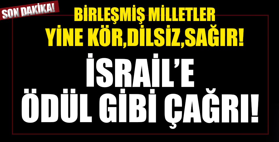 Birleşmiş Milletler'den İsrail'e ödül gibi çağrı!