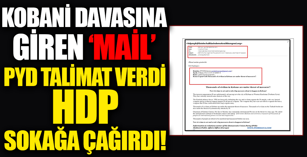 Kobani davasına giren mail