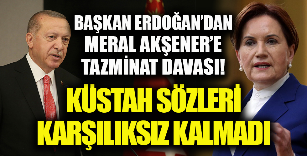Cumhurbaşkanı Erdoğan, İYİ Parti Genel Başkanı Akşener hakkında 250 bin liralık manevi tazminat davası açtı
