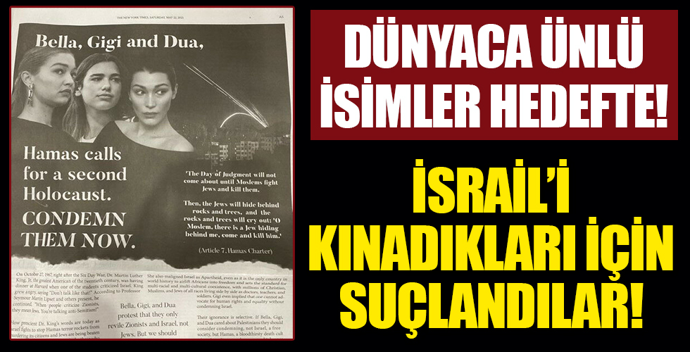 Filistin'e destek veren ünlüler hedefte: New York Times'a tam sayfa ilan verdiler