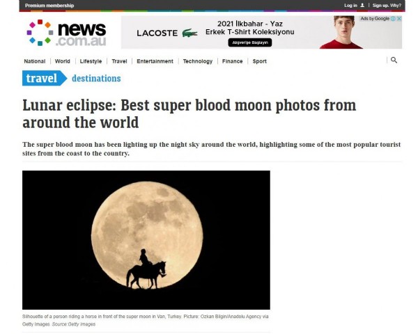 AA'nın Van'da çektiği Süper Ay fotoğrafları dünya basınında