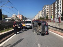 FUZULİ - 5 Araçlik Zincirleme Kazada Kaldirima Çarpan Otomobil Devrildi