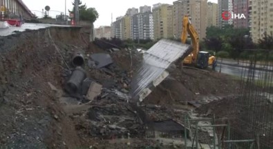 Basaksehir'de Yagisin Etkisiyle Yol Çöktü