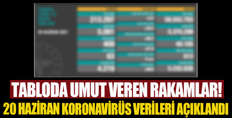 20 Haziran koronavirüs verileri açıklandı!