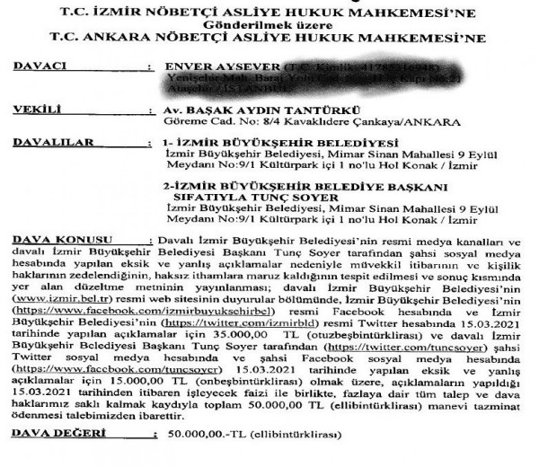 Enver Aysever'den Tunç Soyer'e 50 bin liralık tazminat davası...