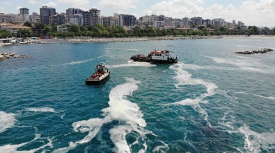 Caddebostan Sahili'nde Deniz Salyasi Temizligi Devam Ediyor