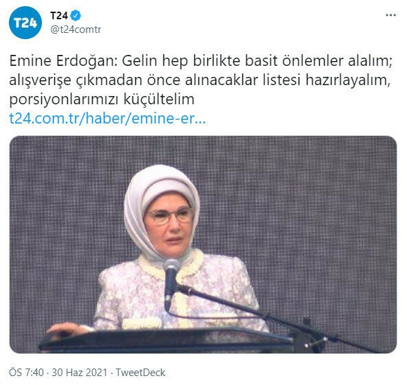T24'ten çarpıtma haber: Emine Erdoğan'ın 'israf' mesajını böyle verdiler...
