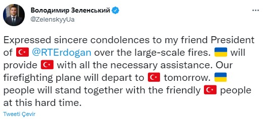 Ukrayna'dan Türkiye'ye destek!